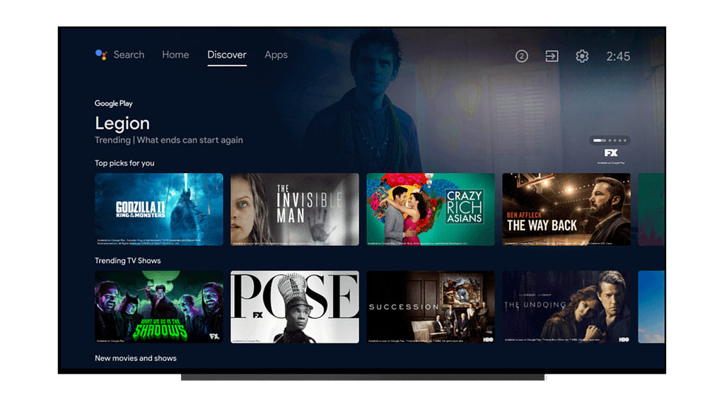 Yeni Android TV Arayüzü (Kaynak: Google)